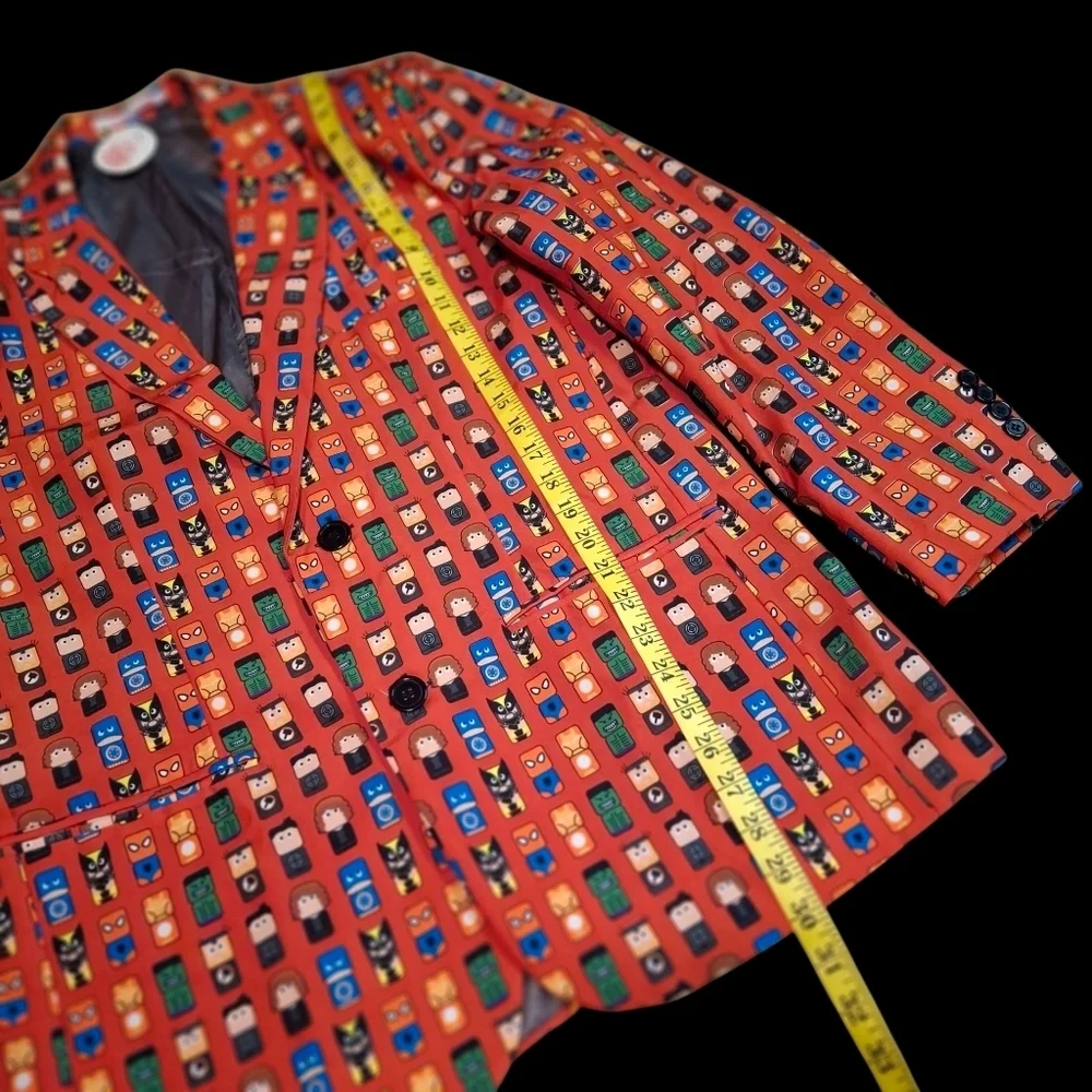Marvel Mini Mates All Over Print Red Suit Blazer  Men Size Medium